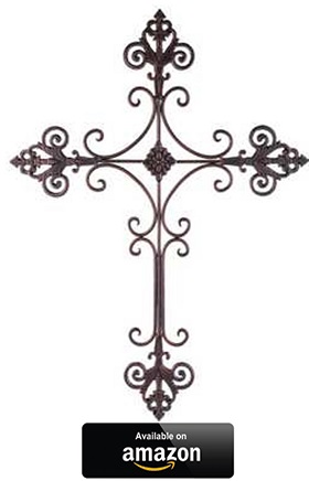 Elegant-Brushed-Metal-Fleur-De-Lis-Wall-Cross