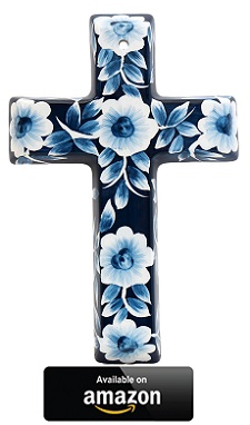 Precious-Home-Collection-Blue-Floral-Decoration-Cross